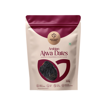 Ajwa dates pouch front view in white and maroon with date logo