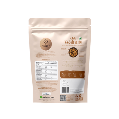 Chile Walnuts 250g pouch with back nutrition and ingredients panel