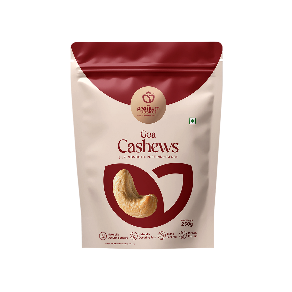 Goa Cashews pouch, front view