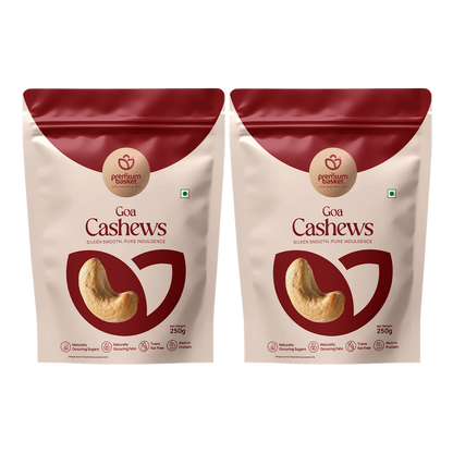Two Goa Cashews pouches side by side