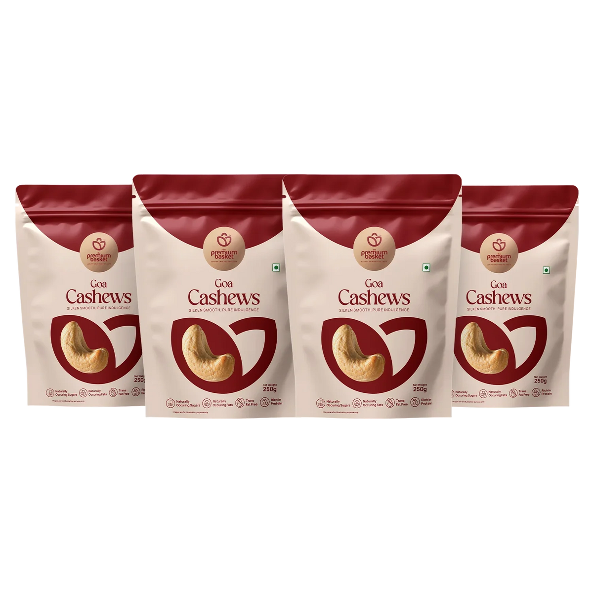 Cashew nuts pouch, red and white with 250 g label