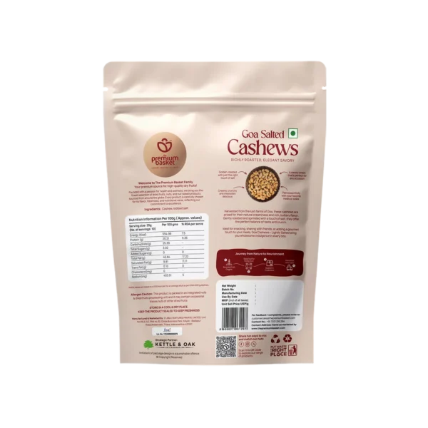 Second image of Goan Salted Cashews W240 grade