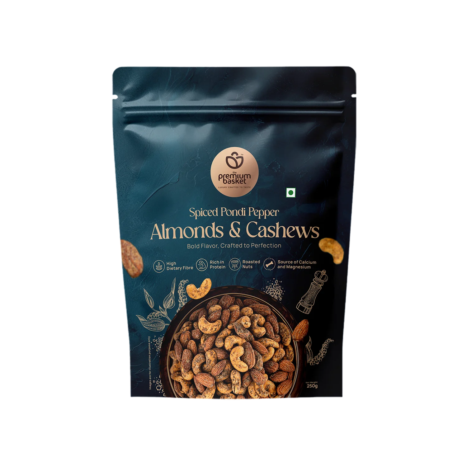 Spiced Pondi Pepper Almonds & Cashew